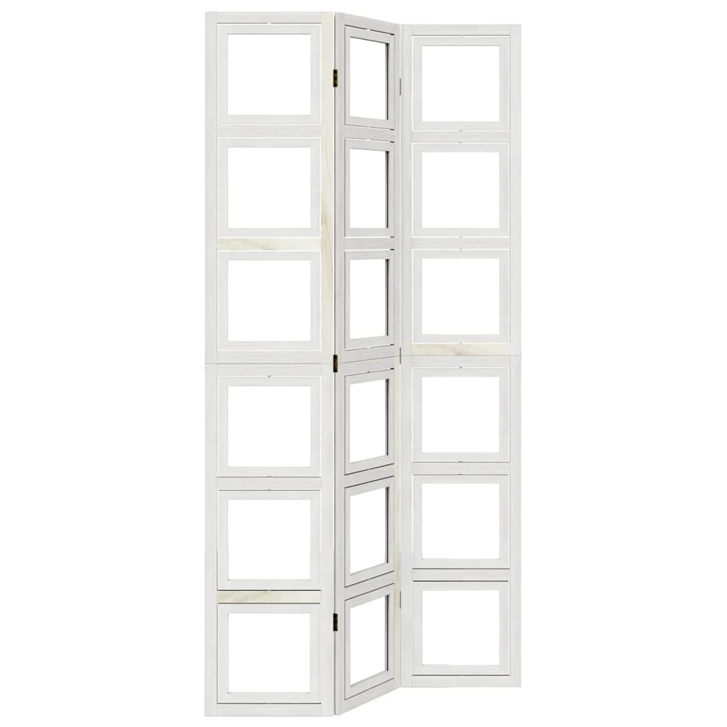 vidaXL Room Divider, Privacy Screen for Indoor Home Bedroom Living Room, Screen Privacy Panel with 3 Panels, White Solid Wood Paulownia