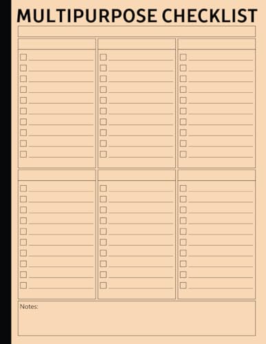 Multipurpose Checklist 6 Column | Create A Checklist That Is Personalized For Your Needs | Large Size (8.5" x 11" inches) | Adaptable Checklist For ... Daily To-Do Plans, Or Whatever You Want image 2