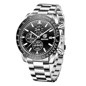 BY BENYAR Herren Business Analoger Chronograph Quarzuhr 30M Wasserdicht Leuchtende Datumsanzeige Modische Freizeituhr Sport Multifunktions Lederuhr.