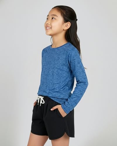Image of Real Essentials 4 Pack: Girls' Dry-Fit Long Sleeve Crew Neck T-Shirt - Athletic Activewear Soccer Top for Teens Kids Youth