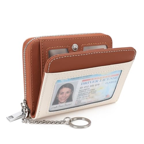 Image of GAEKEAO Wallet Women RFID Blocking Leather Credit Card Holder Compact Small Womens Wallet with ID Window Zipper Coin Pocket