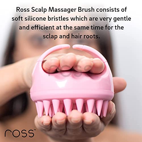 Image of Ross Hair Scalp Manual Massager Shampoo Hair Brush with Soft Silicone Bristles for Anti Dandruff, Exfoliating Care (Light Pink)