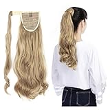FUT Wrap Around Ponytail One Piece Clip in Curly Pony Tial Hair Extensions 18inch 90g for Girl Lady Women Ginger Blonde