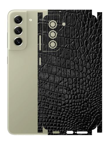 Image of AtOdds - Full Body Back Screen Guard Protector Film - 3D Textured Lamination Wrap Skin Sticker Compatible with Samsung Galaxy S21 FE | Scratchproof Matte Finish (Design - Black Crocodile)