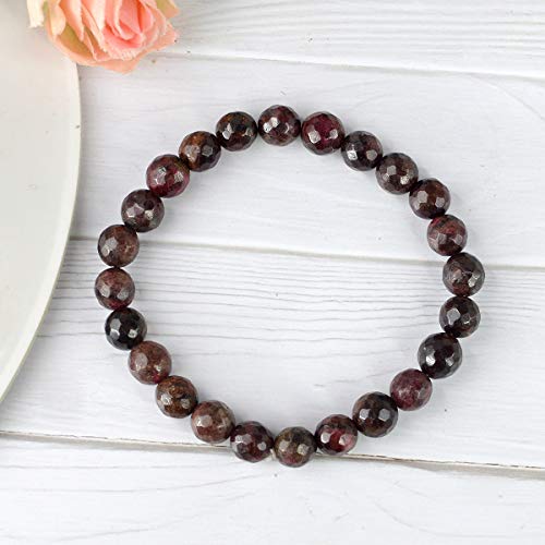 Image of Reiki Crystal Products Certified Natural Crystal Stone 8 mm Diamond Cut /Faceted Beads Bracelet for Men & Women | Reiki Charged Gemstone Bracelet | Multiple Crystal Variants Available