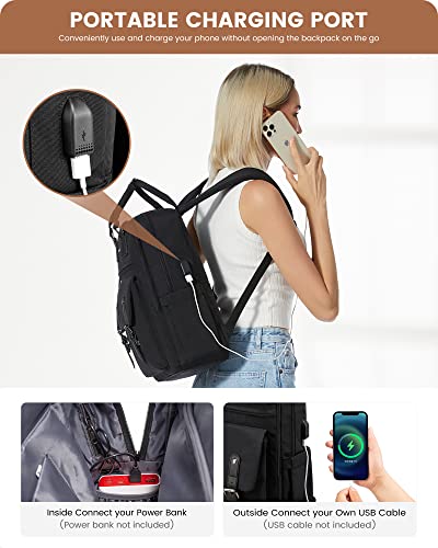 Lovevook Laptop Backpack For Women,15.6 Inch Vintage Work Business Travel Backpack With Usb Charging Port,Teacher Doctor Nurse Computer Bag Purse College Backpack, Black-Black #TOP5