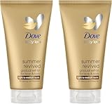 Dove Selbstbräunungslotion für Gesicht und Körper Summer Revived, Für Helle und Mittlere Hauttypen, Stufenweise Bräunung, Natürliches Finish, 72H Feuchtigkeit, Mit Aloe Vera Extrakt, 2x 75ml