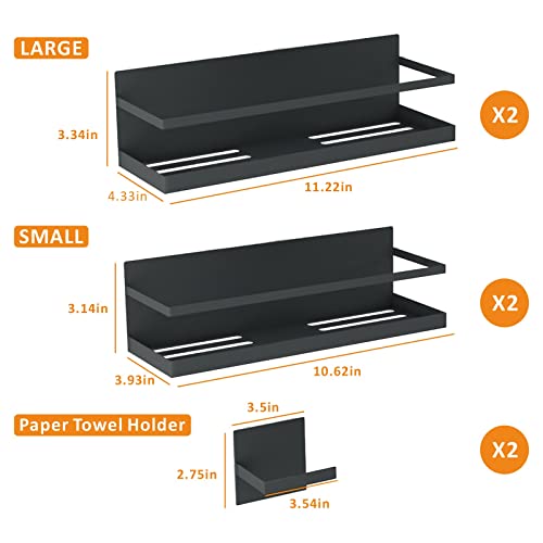 Magnetic Spice Rack for Refrigerator Magnetic Fridge Shelf for Kitchen Spice Organizer Magnetic Shelf for Fridge Space Saving Black 4 Pack with Magnetic Paper Towel Holder - Image 6