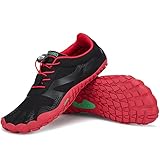 SAGUARO Zapatillas Minimalistas Hombre Mujer Zapatillas de Trail Respirables Zapatillas de Barefoot Ligera Escarpines de Agua Zapatos Running Stil: A Rojo Gr.43