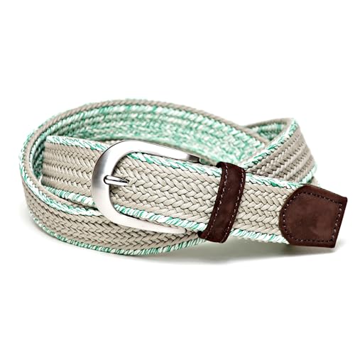 [KIETH] イタリア製素材 メンズ メッシュ ベルト 牛革 コットン ベージュ 日本製 KE21471-34