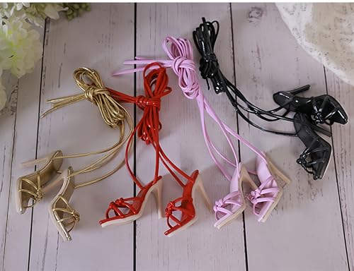 Chaussures 1/4 BJD talons hauts ajustables anti-glisse rouge - 4