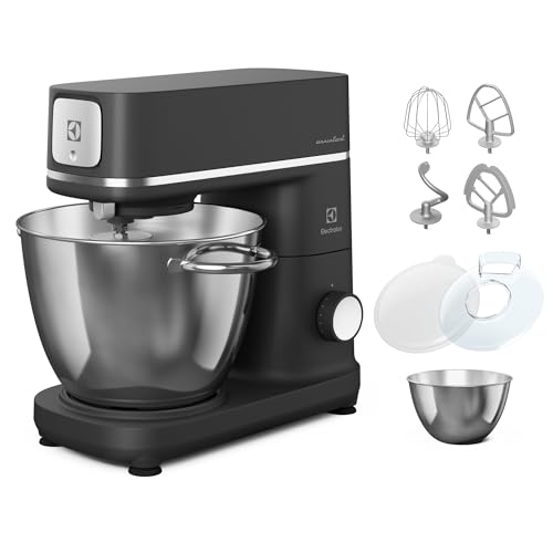 Electrolux Orbital Robot Pâtissier 700 Assistant de Cuisine E6KM1-4BPT, Deux Bols de 6L et 4L, 10 Vitesses, PerfectRiseLid, Avec fouet de cuisine, 1200 W, Acier inoxydable, Perle Noire