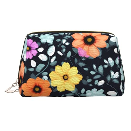 BLWSLC Bolsa de cosméticos portátil con estampado de flores de colores hermosas, bolsa de aseo de viaje, ideal para viajes y uso diario