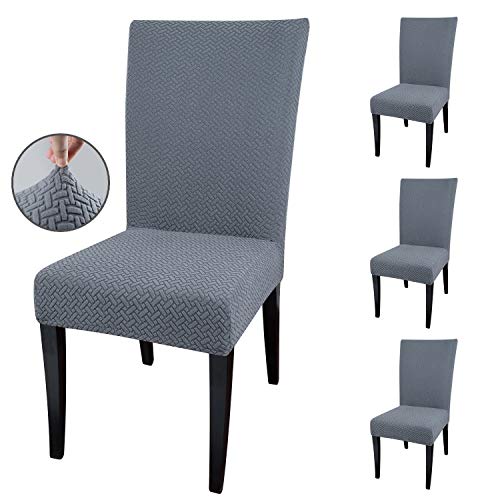 Qishare - Paquete de 4 Fundas para sillas de Comedor, Fundas para sillas de Comedor, Hotel, Ceremonia, Boda(Gris)