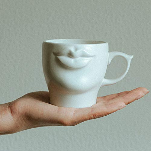 Tazas de Café Taza de café de cerámica de la boca 3D personalizada Blanco Té de porcelana hecha a mano o taza de leche Copa de bebida creativa Gift especial para hombres mujeres para Hogar, Oficina, F