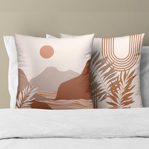 Giwawa Orange Boho Throw Pillow Covers 18X18 Inch Set of 2 Abstract Sunset Decorative Pillowcase Soft Cushion Cases for Bedroom Home Sofa Couch