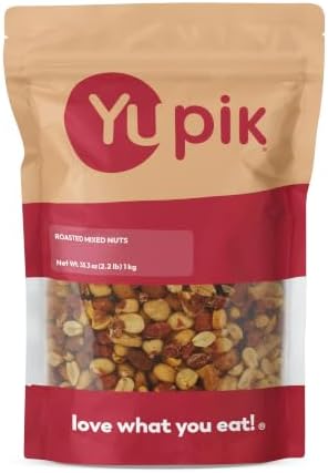 Yupik Mixed Nuts, 2.2 lb (35.2 oz), A Blend of Roasted Peanuts, Almonds, Brazil Nuts, Cashews & Hazelnuts, Non-GMO Canola Oil, Cholesterol Free, Vegan, Perfect for Snacking, Baking & Nutrition Bars