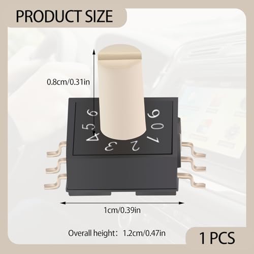 HANIUTTY Drehknopf-Codierschalter, RM3HA-10R-V-T/R 0-9/10 mit 3:3-Griff, Knopftyp-Drehknopf-Codierschalter Bequem und praktisch, Tragbarer Knopfkodierschalter Geeignet für Heimarbeit