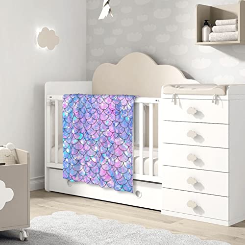 Mermaid Scales Baby Blanket For Girls Soft Plush Throw Blanket For Baby Girl, Toddler Newborn Nursery Bed Blanket Stroller Crib Shower Gift 30X40 Inches #TOP1