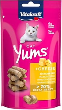 Vitakraft Cat Yums, snack gatto, morbido snack gatto ripieno con formaggio, in bustina richiudibile, senza zuccheri aggiunti (1x 40g)