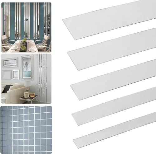 5M de listones decorativos autoadhesivos molduras de escayola tiras de acero inoxidable para el techo, tiras de espejo autoadhesivas para pared, espejo, techo, decoración de muebles (plata, 3 cm)