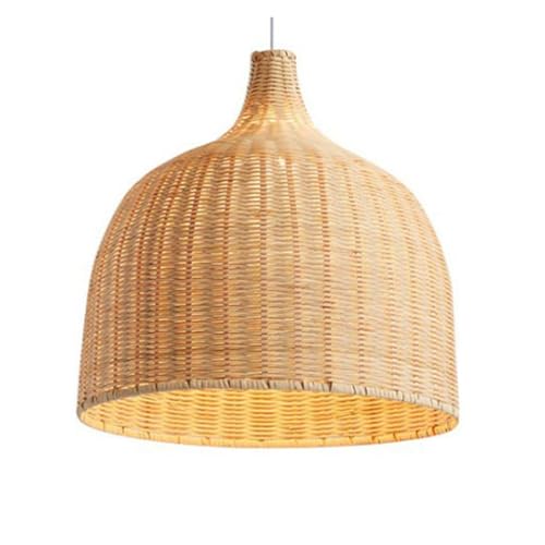 Suspension salon moderne scandinave en rotin beige pour salle à manger