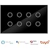 Zigbee Smart Switch Interruptor Glass Panel Touch Light Wall Tuya App Smart Compatible with Voice Control 8-Gang Black ZG