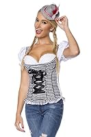 Dirndline Damen Trachtenmieder mit integrierten Push-up Bluse, Kurze L?nge, S