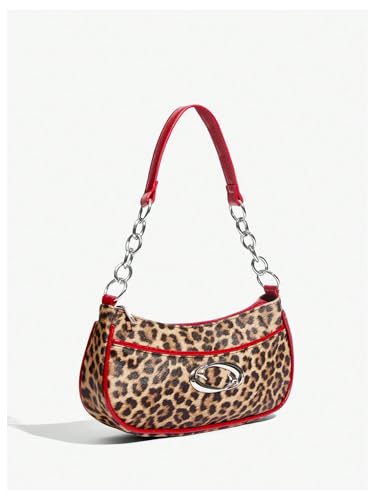 MakeMeChic Women's Cheetah Print Handbags PU Leather Shoulder Handbags Single Strap Medium Bags2