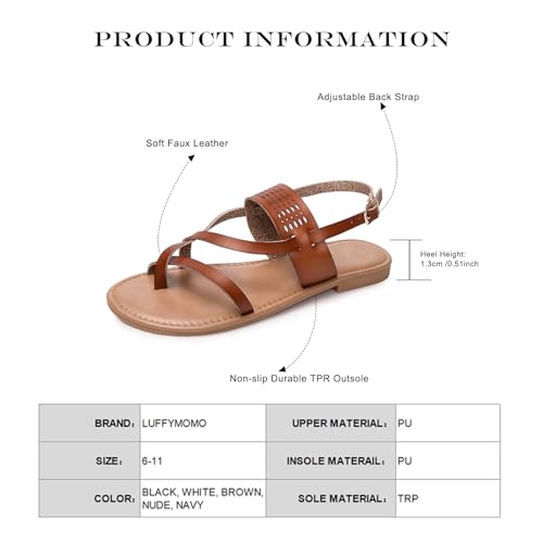 Luffymomo Womens Strappy Flat Sandals Leathe Gladiator Sandals Summer Casual Fisherman Thong4