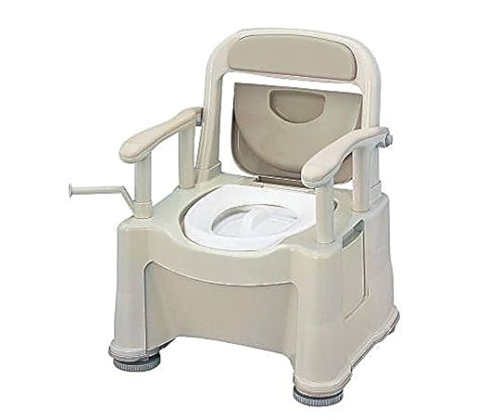 ポータブルトイレ アームレスト付き ベージュ ポータブルトイレ アームレスト付き ベージュ