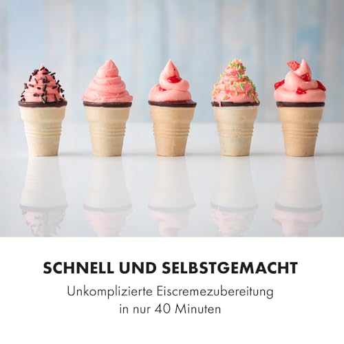 Klarstein Sweet Sundae - Eiscrememaschine, 1,5 Liter, mitselbstkühlendem Kompressor, 200 Watt, Ausgabesystem, 3 StundenAuto-Kühlhaltefunktion, Reinigungsautomatik, Edelstahl, schwarz – Bild 3