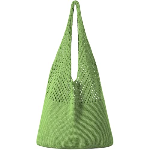 Image of Premillow Crochet Beach Tote Bags, Stylish Mesh Beach Bags Shoulder Bag for Women, Cute Summer Vacation Boho Tote Bag