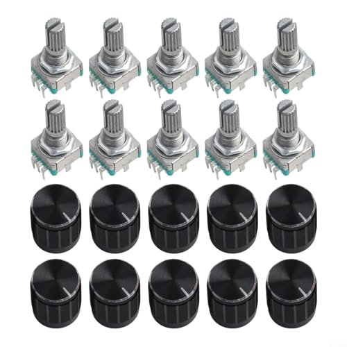 Set of 10 EC11 360 Degree Rotary Encoders Code Switch for Robust Performance in Electronics Projects (plum handle 20mm)