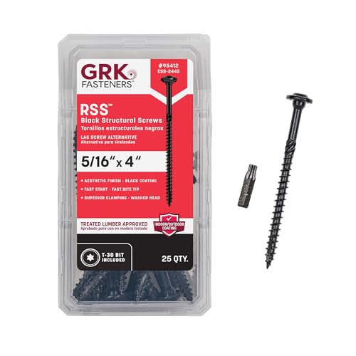 GRK Fasteners RSSTM 5/16 x 4 Tornillos estructurales Rugged, negro, 25 piezas miniatura 1