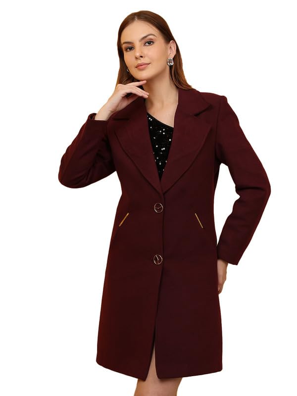 Image of PLAGG Women's Notched Lapel Long Overcoat