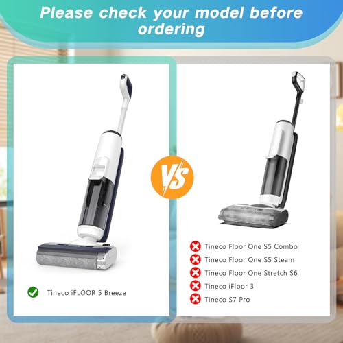 Image of Accessory Set for Tineco iFLOOR 5 Breeze Wet and Dry Vacuum Cleaner Replacement Parts 7 Pieces Accessories 3 Roller Brushes + 3 HEPA Filters + 1 Cleaning Brush