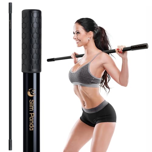 Slim Panda 5ft Yoga Stick, Natural Bamboo Stretching Stick for Flexibility, Balance & Physical Therapy, Exercise Stick with Non-Slip Rubber Handles, Posture Corrector Aid for All Fitness Levels