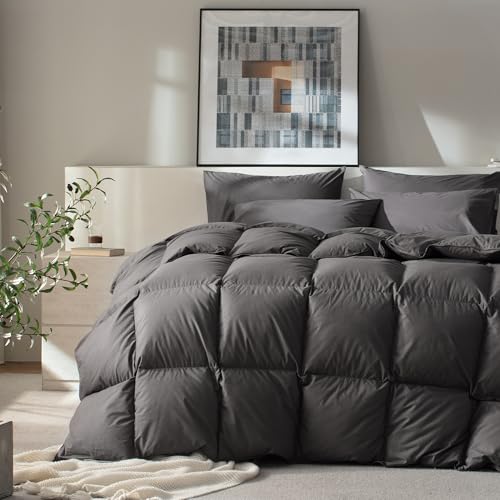 WENERSI Hungarian Down Feather Comforter Cal King Size,Hotel Style Bedding Comforter,750+ Fill Power,1200TC,100% Organic Cotton Fabric,All Season White Duvet Insert with 8 Corner Tabs by WENERSI - Used condition - US$72.00