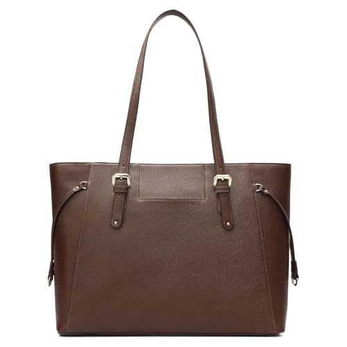 Image of Da Milano Leather Tote Bag for Women | Fits Up To 15 inch Laptop| Versatile Office & Casual Handbag (01063M-OL)