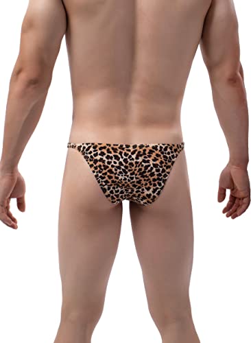 iKingsky Men's Leopard Cheeky Briefs Sexy Pouch Bikini Underwear Bluge Mens Under Panties4