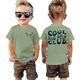 BOUTIKOME Big Brother Shirts Toddler Baby Boy Cool Big Bro Club T-Shirt Summer Tees Announcement Outfit Short Sleeve Tops(Green-1,2-3T)