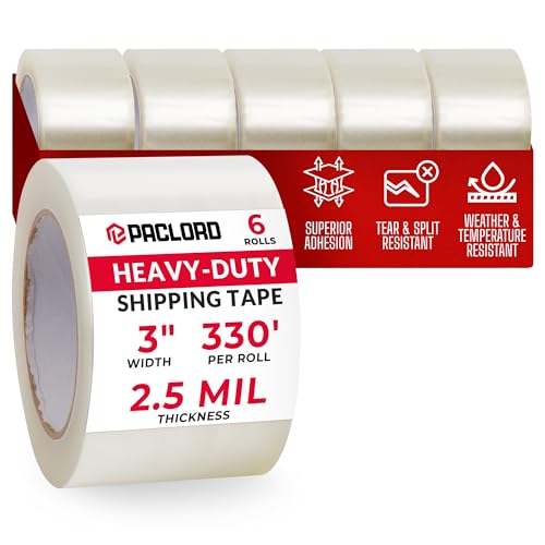3" x 110 Yards Clear Packing Tape, 2.5 Mil Thick, Pack of 6 Rolls