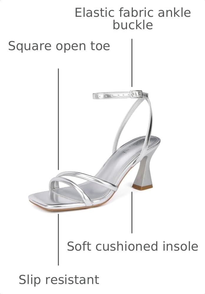 Image of Goderci Women's Kitten Strappy Mid heels Square Open Toe Ankle Strap Heeled Sandals