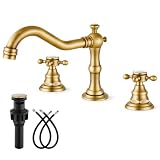 gotonovo Bathroom Faucet 3 Hole 8 Inch Widespread Bathroom Sink Faucet 2 Cross Handles Vintage Lavatory Vanity Mixer Tap with Pop Up Drain...