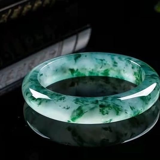 URED Floating Green Jade Bangle Bracelet For Women Narrow Feng Shui Bracelet Good Luck jade Bangle Genuine Healing For Woman Yoga meditation mother gift Birthday good luck4