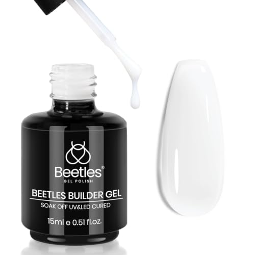 Beetles Builder Gel for Nails 0.51 oz 7 in 1 Milky White Color for Thickening Strengthening Building Apex Beginner Friendly DIY Salon at Home UV LED Lamp Cured Needed