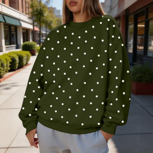 Jielayou Polka Dot Sweatshirts for Women Fleece Oversized Crewneck Pullover - image 2