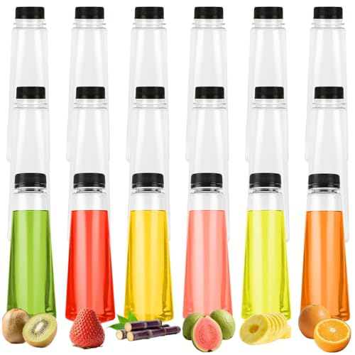 Oungy 30 Pcs Plastic Juice Bottles 12 Oz Reusable Containers with Lids, Clear Water Bottles Bulk Drink Holders for Juicing Smoothies, Milk, and Homemade Beverages
