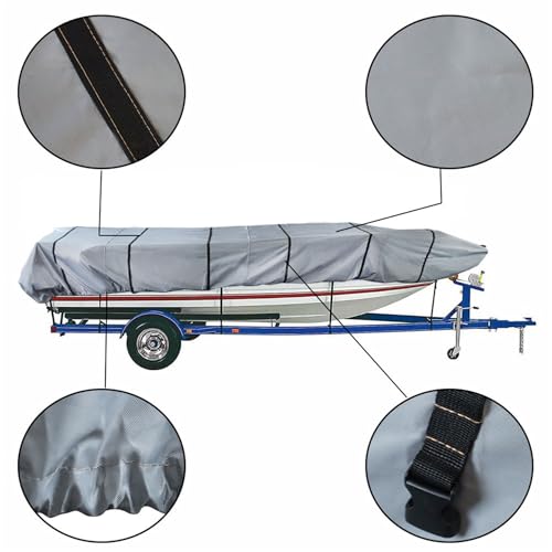 Image of munirater 12FT 210D Grey Boat Cover Heavy Duty Trailerable Replacement for Jon Boat